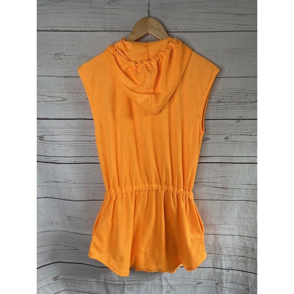 Vintage 80s Jag Swim Dress Romper Cover Up Size Small Petite Neon Orange So Cute - Picture 6 of 7